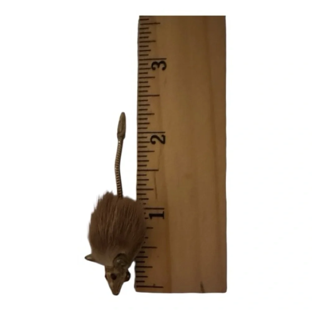Vintage Mink Fur Mouse Brooch‎ with Red Eyes